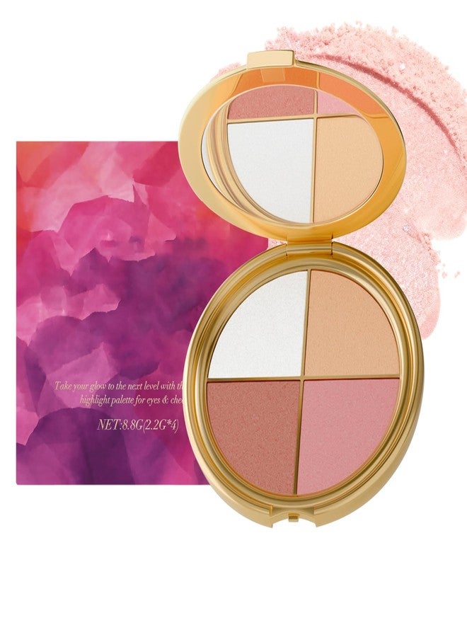 Kubot Eye & Cheek Palette - Eyeshadow and Highlighter Makeup, Face Highlighter Palette for Women, Multitasking Blush, Highlighting Eye & Cheek Palette, 4-In-1Makeup Palettes Kit, Natural Glow Contour Powder - Image 1
